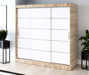 Szafa przesuwna 200x200 Nina, Dąb Sonoma / Biały mat