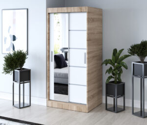 Szafa przesuwna 90x200 Ralf, Dąb Sonoma / Biały mat