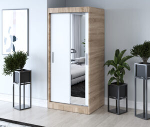 Szafa przesuwna 90x200 Hugo, Dąb Sonoma / Biały mat