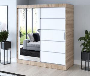 Szafa przesuwna 180x200 Ralf, Dąb Sonoma / Biały mat