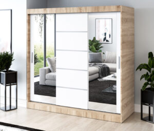 Szafa przesuwna 200x200 Ralf, Dąb Sonoma / Biały mat