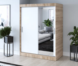 Szafa przesuwna 150x200 Hugo, Dąb Sonoma / Biały mat