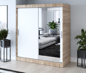 Szafa przesuwna 180x200 Hugo, Dąb Sonoma / Biały mat