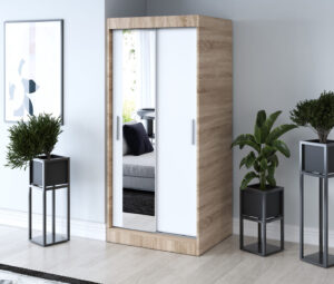 Szafa przesuwna 90x200 Sofia, Dąb Sonoma / Biały mat