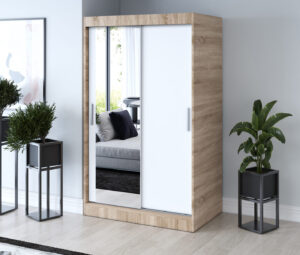 Szafa przesuwna 120x200 Sofia, Dąb Sonoma / Biały mat