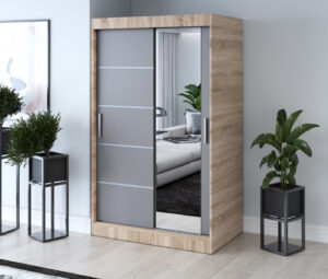 Szafa przesuwna 120x200 Pepe, Dąb Sonoma / Antracyt mat