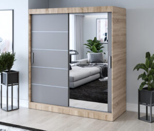 Szafa przesuwna 180x200 Pepe, Dąb Sonoma / Antracyt mat