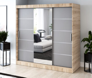 Szafa przesuwna 200x200 Pepe, Dąb Sonoma / Antracyt mat