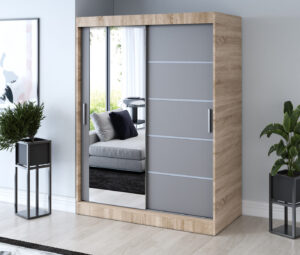 Szafa przesuwna 150x200 Ralf, Dąb Sonoma / Antracyt mat