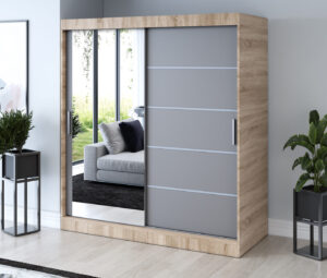 Szafa przesuwna 180x200 Ralf, Dąb Sonoma / Antracyt mat