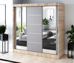 Szafa przesuwna 200x200 Ralf, Dąb Sonoma / Antracyt mat