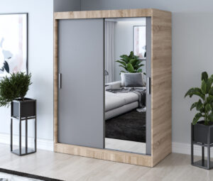 Szafa przesuwna 150x200 Hugo, Dąb Sonoma / Antracyt mat