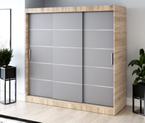 Szafa przesuwna 200x200 Nina, Dąb Sonoma / Antracyt mat