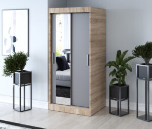 Szafa przesuwna 90x200 Sofia, Dąb Sonoma / Antracyt mat