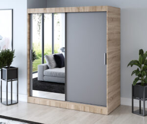 Szafa przesuwna 180x200 Sofia, Dąb Sonoma / Antracyt mat