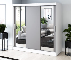 Szafa przesuwna 200x200 Sofia, Biały mat / Antracyt mat