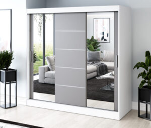 Szafa przesuwna 200x200 Ralf, Biały mat / Antracyt mat