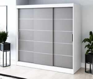 Szafa przesuwna 200x200 Nina, Biały mat / Antracyt mat