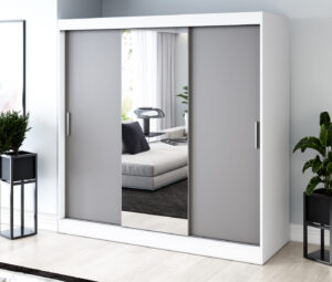 Szafa przesuwna 200x200 Hugo, Biały mat / Antracyt mat