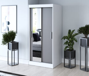 Szafa przesuwna 90x200 Sofia, Biały mat / Antracyt mat