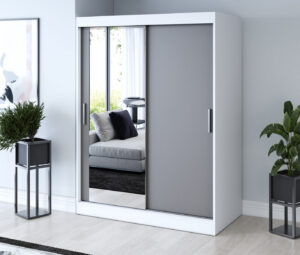 Szafa przesuwna 150x200 Sofia, Biały mat / Antracyt mat