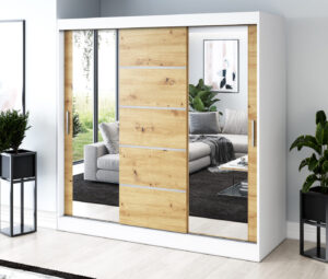 Szafa przesuwna 200x200 Ralf, Biały mat / Dąb Artisan