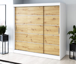 Szafa przesuwna 200x200 Nina, Biały mat / Dąb Artisan