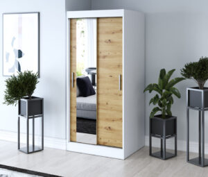 Szafa przesuwna 90x200 Sofia, Biały mat / Dąb Artisan