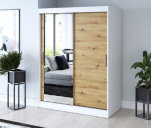 Szafa przesuwna 150x200 Sofia, Biały mat / Dąb Artisan