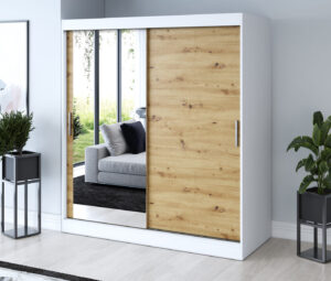 Szafa przesuwna 180x200 Sofia, Biały mat / Dąb Artisan